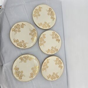 Lenox Celeste T-426 Bread Butter Plates Set of 5 Gold Leaf Vine Cream China USA